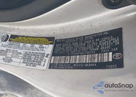 2006 Toyota Camry Solara Se z USA, uszkodzony, nr VIN 4T1FA38P46U106703